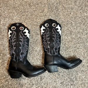 Tony Lama Black and White Heeled Boots